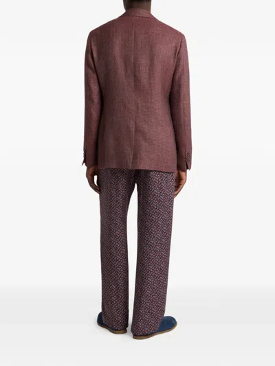 Etro Single-breasted Mouliné Blazer In Red