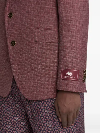 Etro Single-breasted Mouliné Blazer In Red