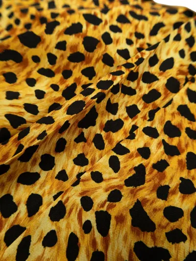 Versace Bow Leopard Print Dress In Yellow