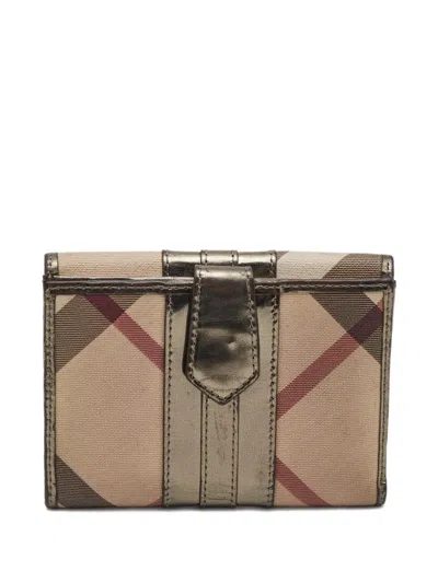 Pre-owned Burberry Tartan Wallet In Neutral