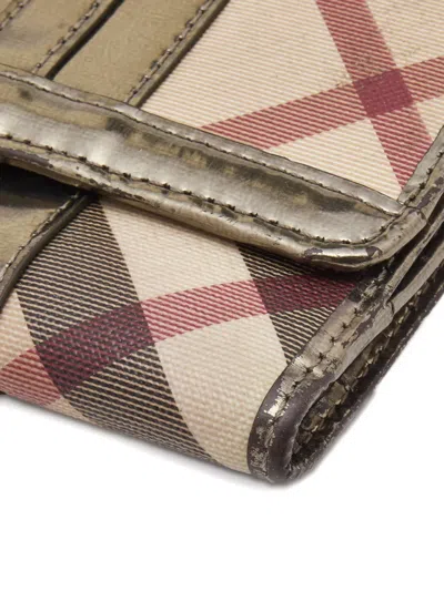 Pre-owned Burberry Tartan Wallet In Neutral