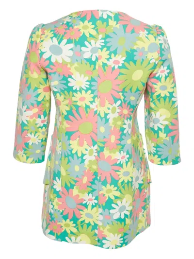 Pre-owned Marni Floral-print Fitted Jacket In Green