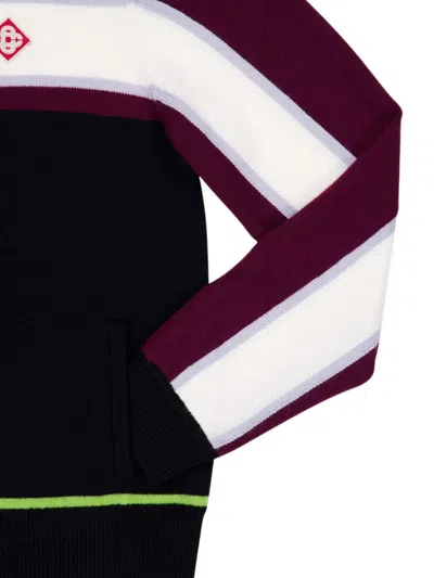 Casablanca Stripe Appliqué Jacket In Burgundy