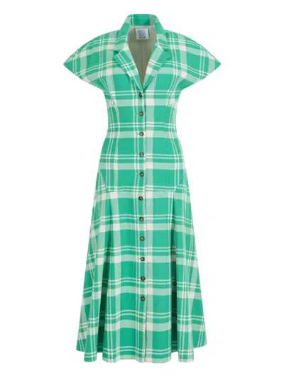 Rosie Assoulin Blazer Plaid Midi Dress In Green