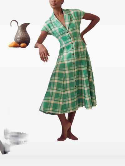 Rosie Assoulin Blazer Plaid Midi Dress In Green