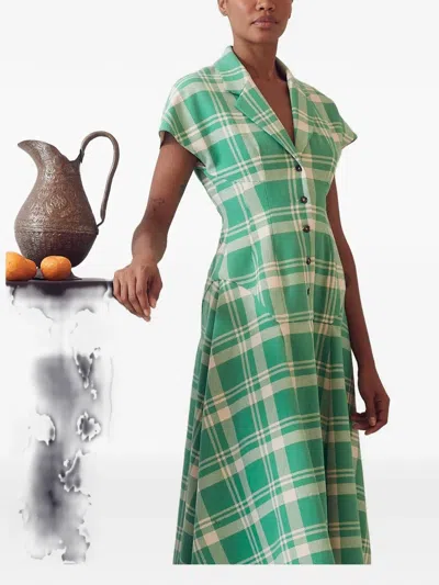 Rosie Assoulin Blazer Plaid Midi Dress In Green