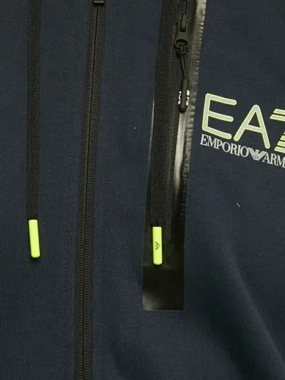 Pre-owned Emporio Armani Zip Jersey Hoodie In Blue