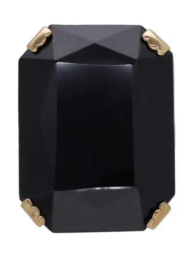 Pre-owned Krizia Gemstone Adjustable Ring In Black