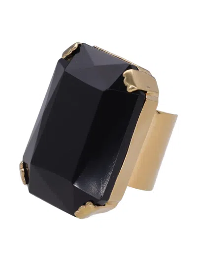 Pre-owned Krizia Gemstone Adjustable Ring In Black