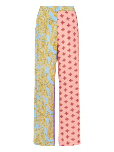 Donde Esteban Paisley Patchwork Trousers In Pink
