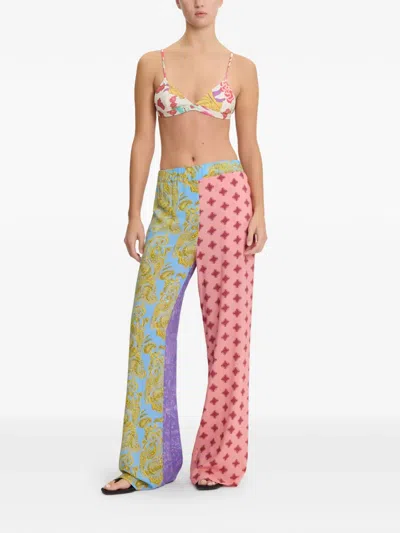 Donde Esteban Paisley Patchwork Trousers In Pink