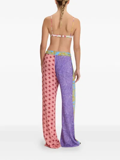 Donde Esteban Paisley Patchwork Trousers In Pink