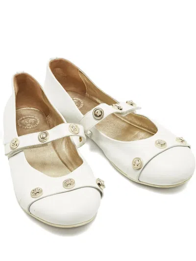 Pre-owned Versace Medusa Ballet Flats In White