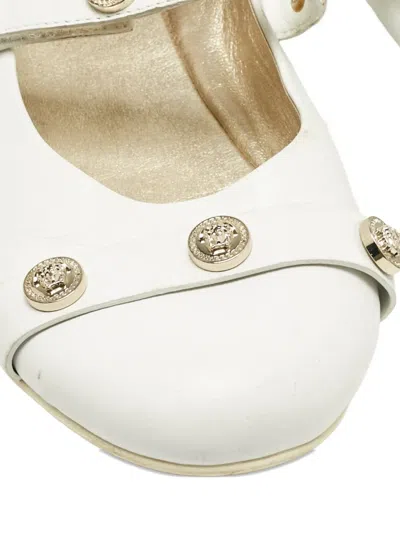 Pre-owned Versace Medusa Ballet Flats In White