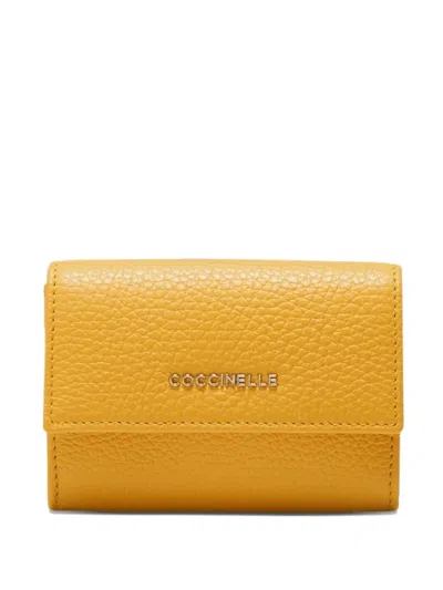 Coccinelle Leather Cardholder In Yellow