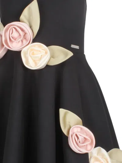 Jessie And James Floral-appliquéd Dress In Black