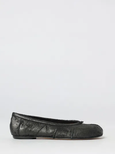 Maison Margiela Split Toe Textured Finish Ballerina Shoes In Black