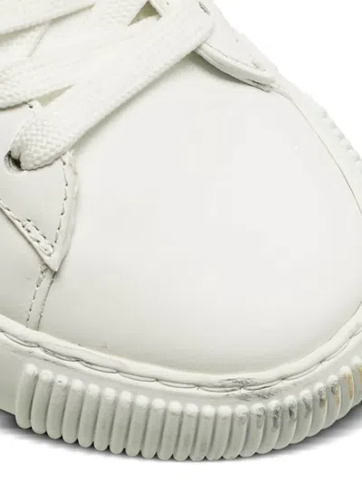 Pre-owned Versace Leather Lace-up Shoes In White