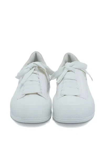 Pre-owned Alexander Mcqueen Plimsoll Canvas Suede-panel Sneakers In White