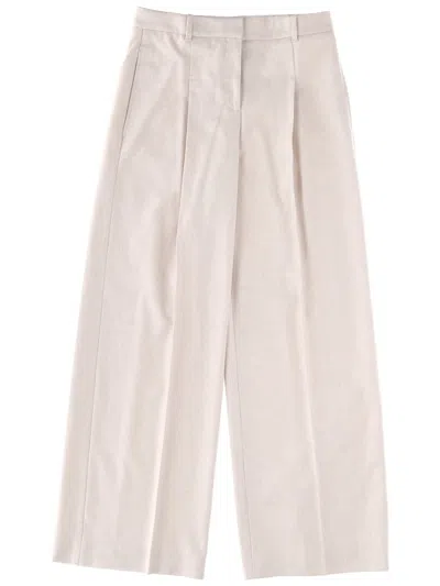 Hugo Boss Wide Leg Trousers Pleated Front Belt Loops In White