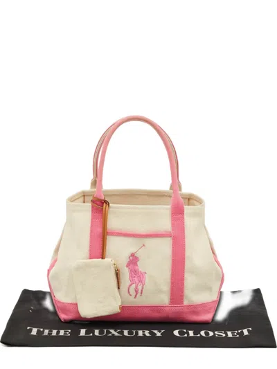Pre-owned Polo Ralph Lauren Canvas Top-handle Tote Bag In Neutral