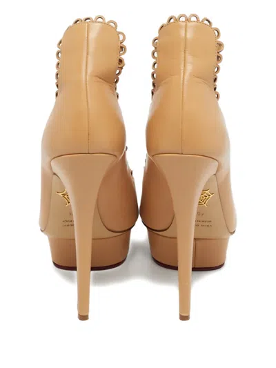 Pre-owned Charlotte Olympia Paloma Lace-up Platform Pumps In Neutral