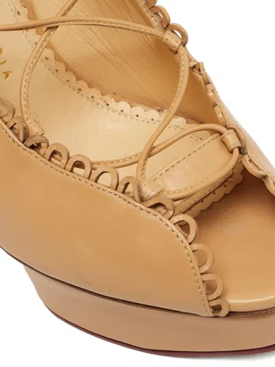 Pre-owned Charlotte Olympia Paloma Lace-up Platform Pumps In Neutral