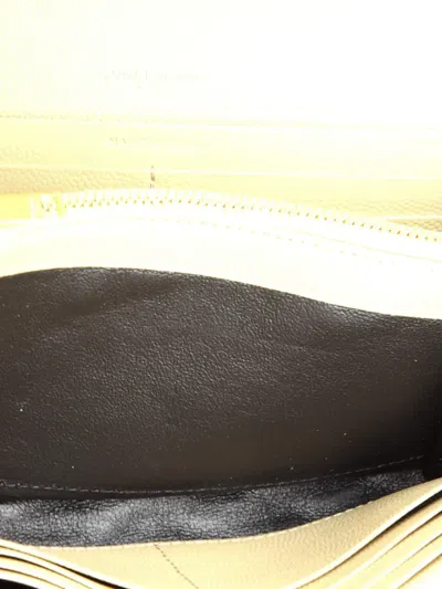 Pre-owned Saint Laurent Classic Monogram Flap Wallet Matelasse Chevron Leather Large Small Wallets In Neutral