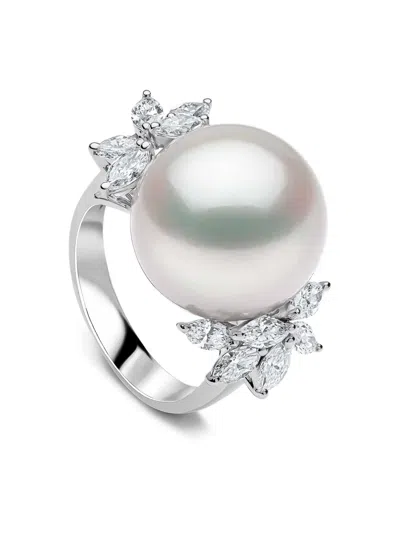 Yoko London Duchess Diamond And Pearl Ring In Metallic