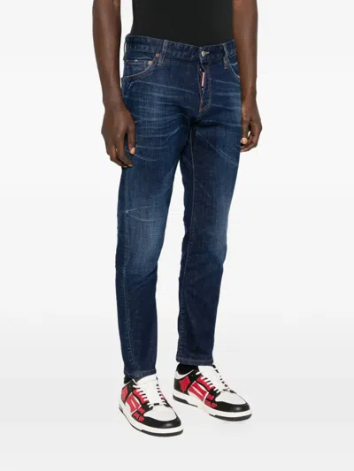 Dsquared2 Logo-patch Jeans In Blue