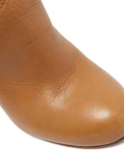 Pre-owned Christian Louboutin Cut-out Ankle Boots In Brown