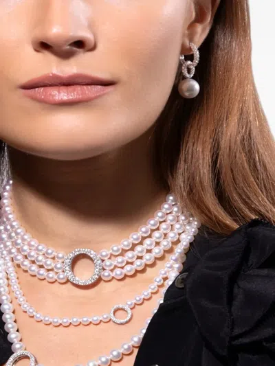 Yoko London O By Yoko Diamond And Pearl Earrings In Brown