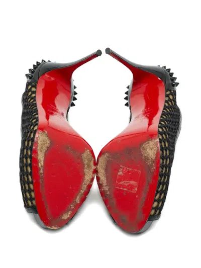 Pre-owned Christian Louboutin Mesh Spike Platform Pumps In Black