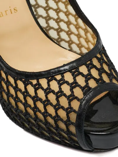 Pre-owned Christian Louboutin Mesh Spike Platform Pumps In Black
