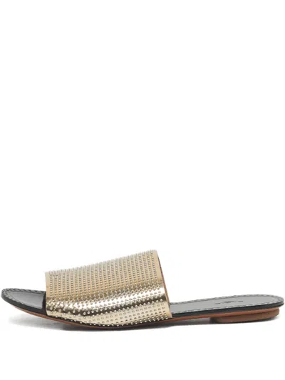 Pre-owned Alaïa Shimmering Leather Slides In Gold