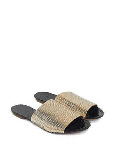 Pre-owned Alaïa Shimmering Leather Slides In Gold