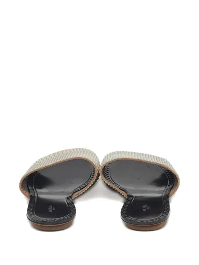 Pre-owned Alaïa Shimmering Leather Slides In Gold