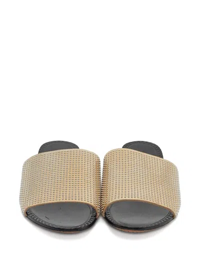 Pre-owned Alaïa Shimmering Leather Slides In Gold
