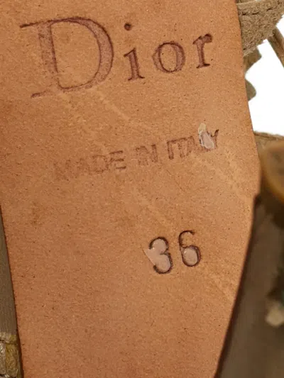 Pre-owned Dior Studded Leather Slides In Neutral