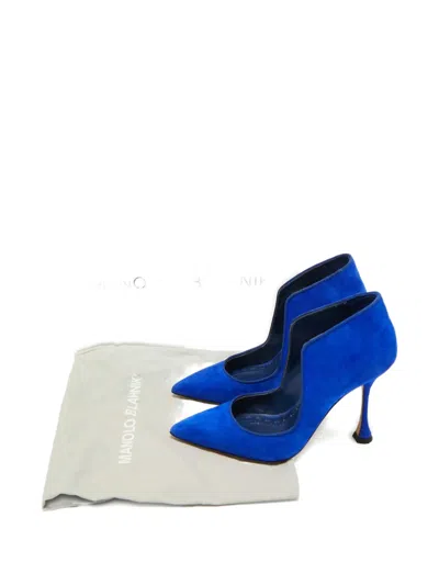 Pre-owned Manolo Blahnik Espedal Pointed Toe Pumps In Blue