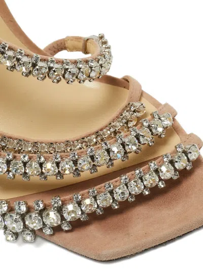 Pre-owned Jimmy Choo Josefine Crystal-embellished Heels In Neutral