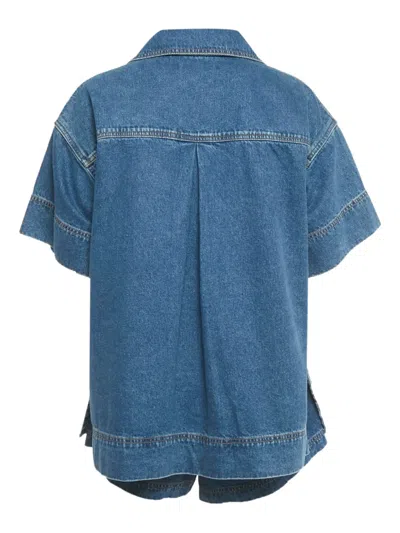 Pre-owned Shona Joy V-neck Polo-collar Top And Shorts In Blue