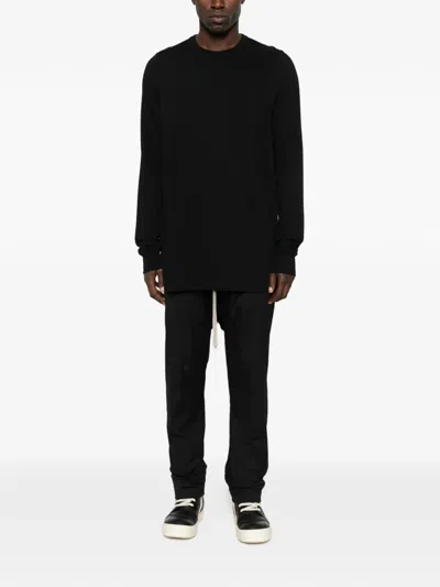 Rick Owens Minimalist Level Seam Cotton T-shirt With Crew Neck In Black