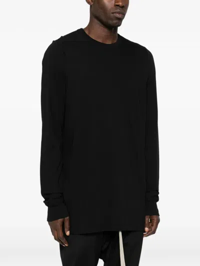 Rick Owens Minimalist Level Seam Cotton T-shirt With Crew Neck In Black