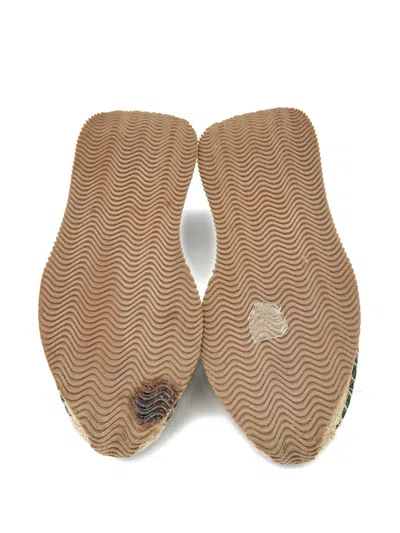 Pre-owned Tory Burch Knit Leather Espadrille In Neutral