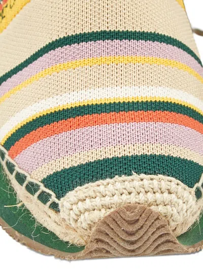 Pre-owned Tory Burch Knit Leather Espadrille In Neutral