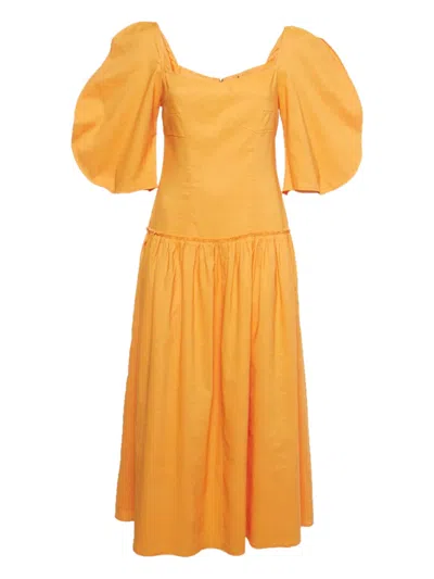 Pre-owned Rejina Pyo Louisa Puff-sleeve Maxi Dress In Orange