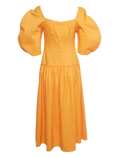 Pre-owned Rejina Pyo Louisa Puff-sleeve Maxi Dress In Orange