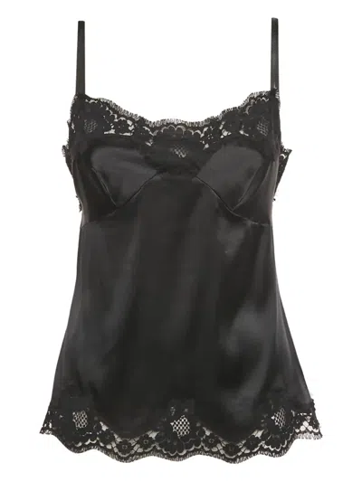 Pre-owned Dolce & Gabbana Floral-lace Blouse In Black