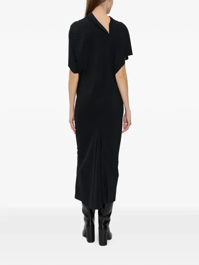 Rick Owens Draped Asymmetric Midi Dress In Black